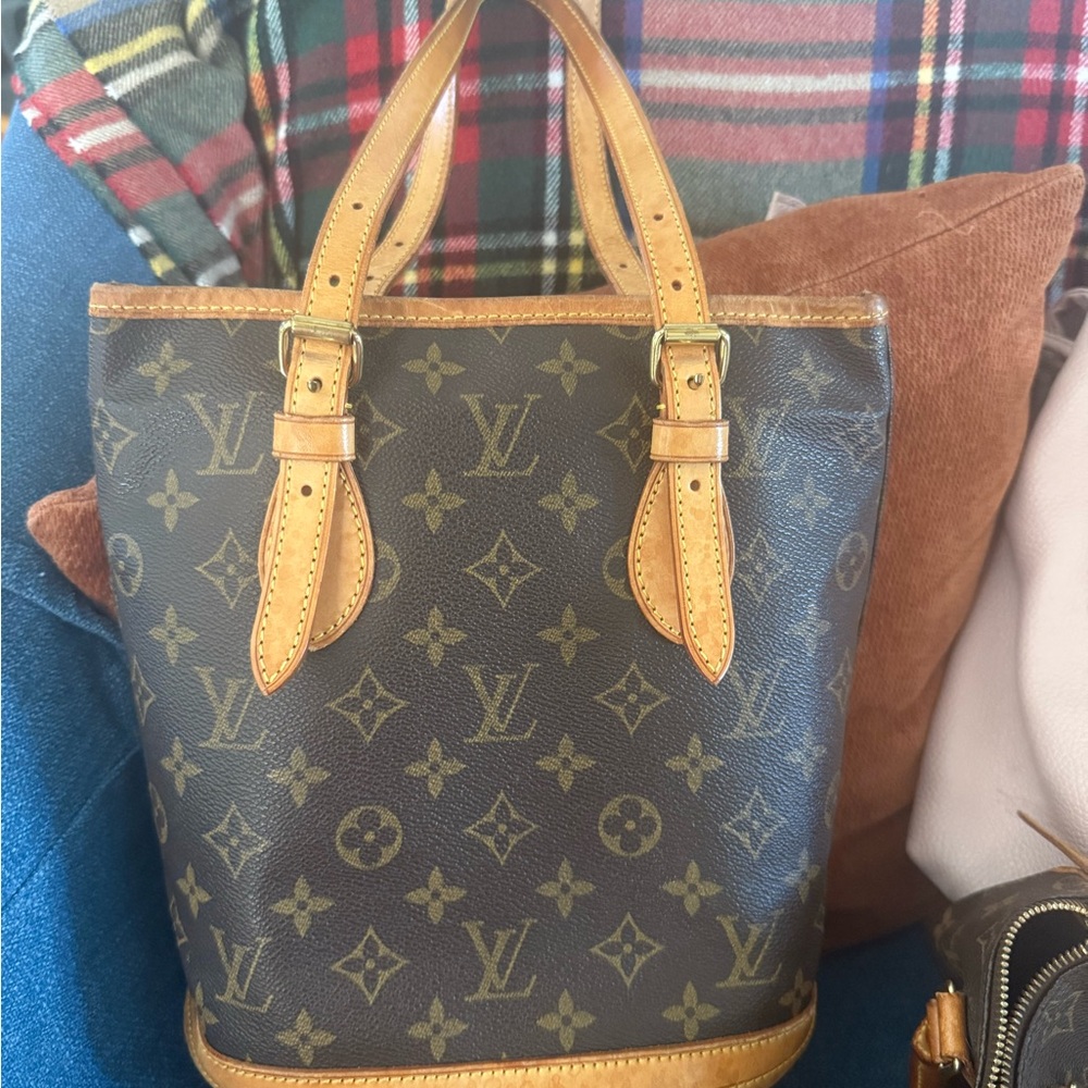 Louis Vuitton Brown and Tan Monogram Bucket Bag